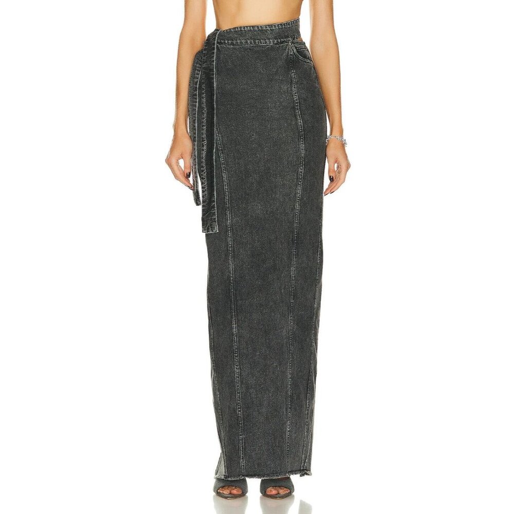 Jade Cropper Maxi Denim Skirt in Grey
